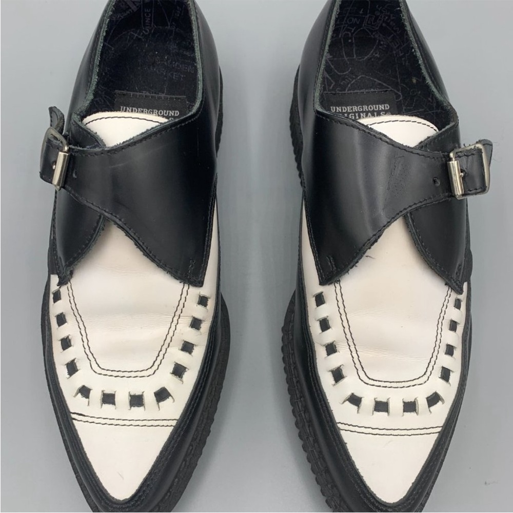 Underground Originals Black & White Creepers in Leather Size 5- FL-SH-057